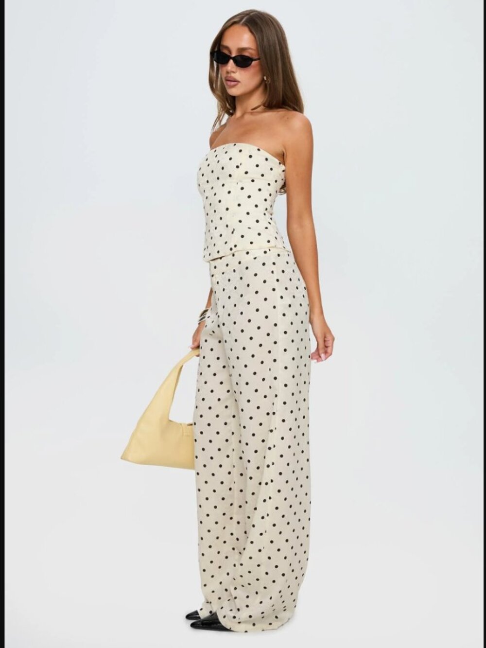 Princess Polly Powdered Sugar Polka Dot Strapless Top Wide Leg Pants Set $78.00 - Picture 7 of 16